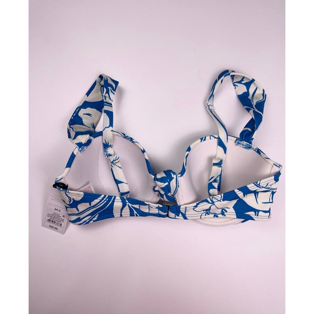 Shade & Shore Blue White Floral Underwire Bikini Top 34C NWT - Picture 5 of 8